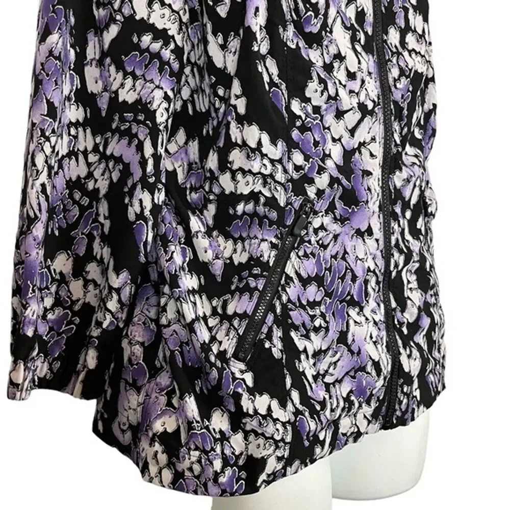 ZENERGY by CHICO'S Black Purple Athletic Sporty Full Zip Lightweight Jacket sz 0